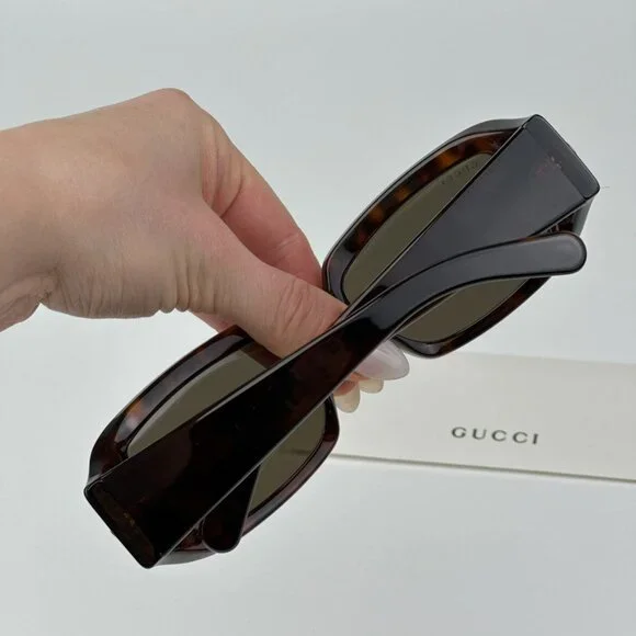 Gucci GG1403S 002 BRAND NEW SUnglasses Dark Havana Brown Unisex Rectangle